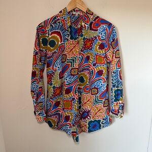 Tyler Boe Shirt Blouse Women's Size 4 Multicolor Bright Preppy Resort